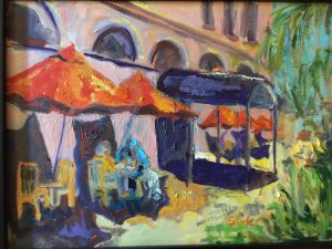 Eat-cetera; Springtime Dinning in Galveston Oil on Canvas 12 x 16 Susan Tyler