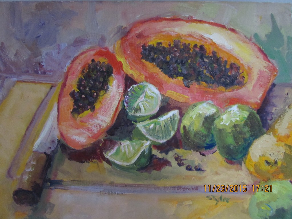 Papaya and Limes Oil on Canvas 12 x 16 Artist: Susan Tyler