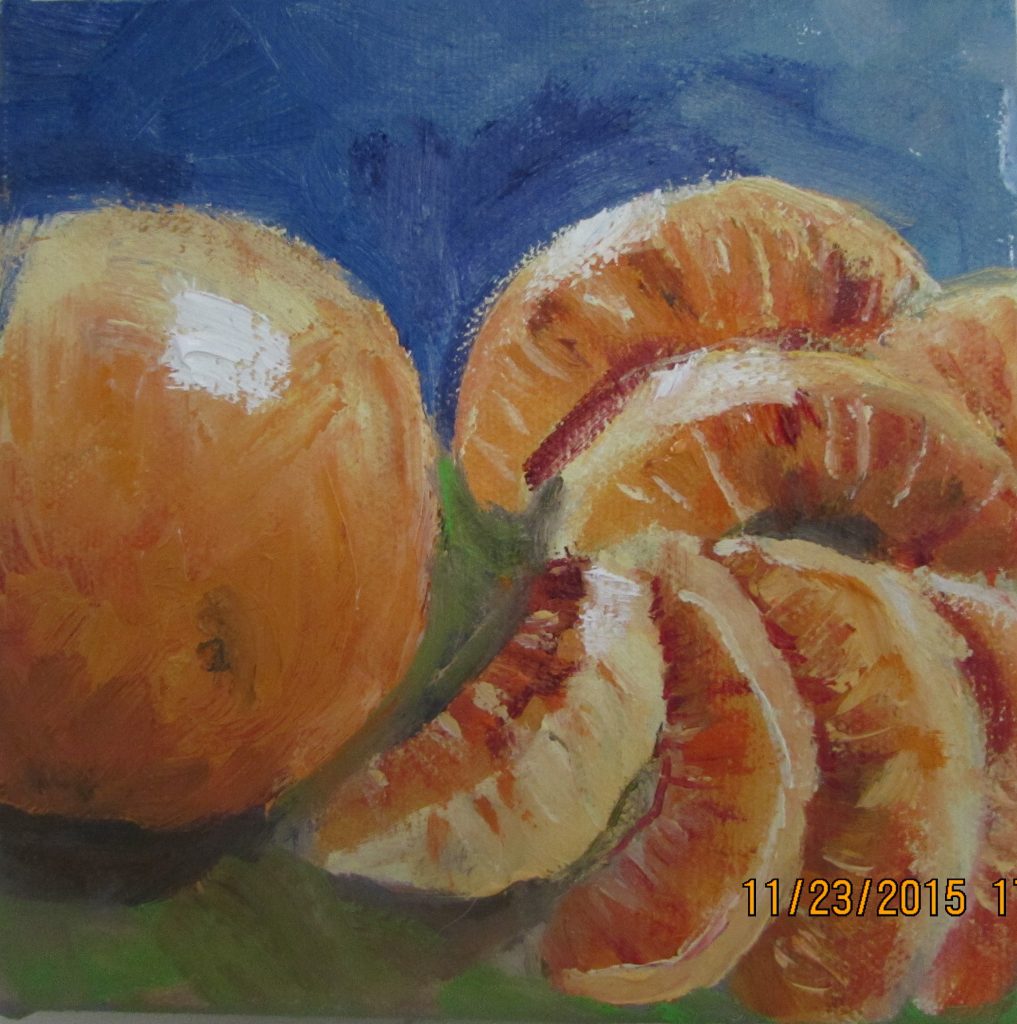 Orange & Slices Oil on Canvas 5 x 5 Artist: Susan Tyler
