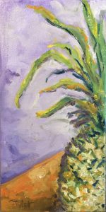 Pineapple on a Orange Table 6 x 12 Oil Artist: Susan Tyler